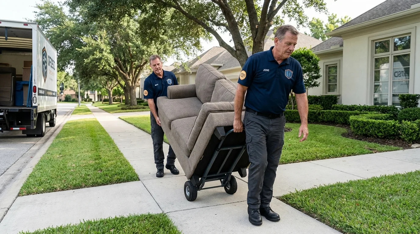 Local residential moving crew loading furniture in Westfield Center, OH
